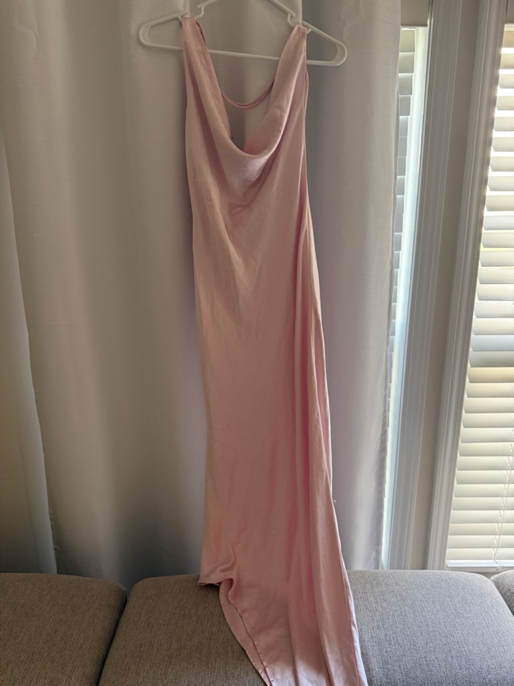 Meshki Yvette Slip Maxi Dress With Asymmetrical Hem - Pale Pink